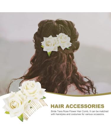 Minkissy Rhinestone Headpiece Rose Flower Bridal Hair Combs Bride Floral Hair Clip Combs Rose Hair Side Combs Wedding Festival Floral Headpiece Party Headdress for Women (White) Wedding D cor - Buy Online on GoSupps.com