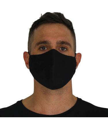 Black Cloth Face Masks for Men - 3 Pack Unisex Reusable & Washable - Adjustable 2 Layer Cotton Fabric Mask for Nose and Mouth Protection - Buy Online on GoSupps.com