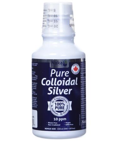 Naka Platinum - Pure Colloidal Silver 10ppm 250ml - Colloidal Silver Liquid Trace Minerals Supplement for Immune System Support - Colloidal Minerals Liquid Silver for Health - Vegan