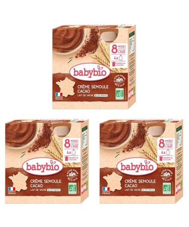 Babybio Gourde Cr me Semoule Cacao 8+ Mois 340 g (Lot de 3)