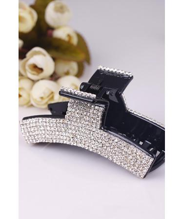 Women's Elegant Black Rhinestone Crystal Acrylic Jaw Clip Hairpin - Hair Accessories - Buy Online on GoSupps.com