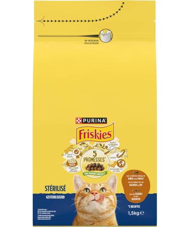 FRISKIES for Sterilized Cats with Chicken Turkey and Vegetables - Adult Cat Food - 1.5 kg - Buy Online on GoSupps.com