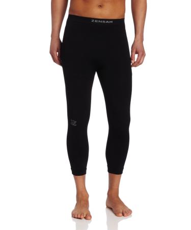 Zensah Recovery Capris - 3/4 Compression Tights for Running, Working Out, Basketball Small-Medium Black