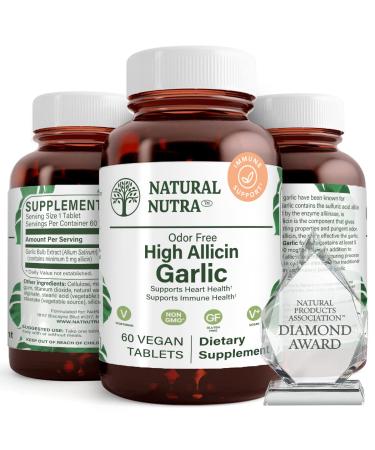 Natural Nutra High Allicin Garlic Supplement Supports Immune System Improve Enzymes Health Better Digestion Vanilla Coating 500mg 60 Vegan Tablets - Buy Online on GoSupps.com