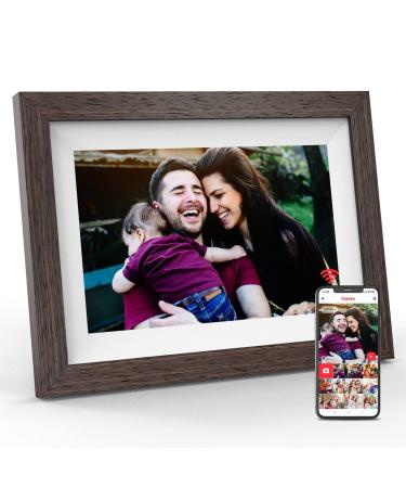 BIHIWOIA Digital Picture Frame Digital Photo Frame, Frameo Digital Frame WiFi 10 Inch,Touch Screen, 16GB Storage, Send Pictures and Videos to The Digital Frame from Anywhere (Brown) 10.1 Inch 3#Brown