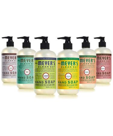 MRS. MEYER'S Liquid Hand Soap 12.5 OZ Scents Variety Pack 6 ( Rosemary, Basil, Geranium, Honeysuckle, Lavender, and Lemon Verbena)