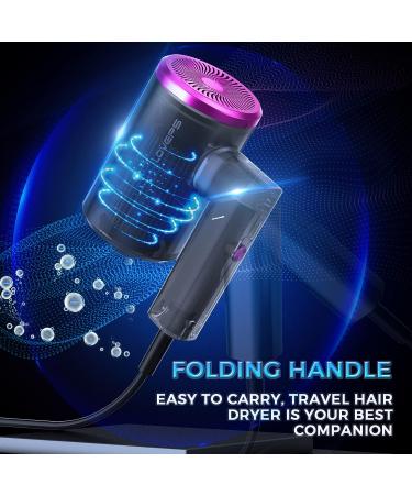 LOVEPS 1800W Ionic Hair Dryer with Diffuser - Foldable Handle, Constant Temperature Hair Care, Purple - Buy Online on GoSupps.com