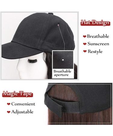 Synthetic Long Curly Wavy Baseball Cap with Hair Brown Black Blonde Women Wig Hats with Hair Wavy Extensions Dark Brown - Buy Online on GoSupps.com