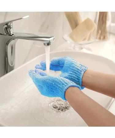 Reusable Blue Exfoliating Glove - 2pc Set for Body Scrubbing and Dead Skin Removal - Buy Online on GoSupps.com