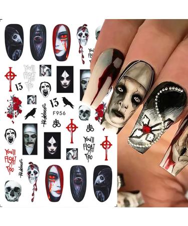 10 Sheets Halloween Nail Art Stickers | Ghost Skull Butterfly & Snake Designs | 3D Self-Adhesive Nail Decals for Women & Girls - DIY Acrylic Nail Decorations - Buy Online on GoSupps.com