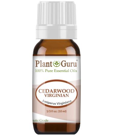 Cedarwood (Virginia) Essential Oil 10 ml 100% Pure Undiluted Therapeutic Grade for Skin Body and Hair Growth. Great for Aromatherapy Diffuser and DIY Soap Making