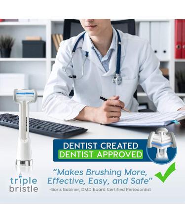 Triple Bristle Kids Sonic Toothbrush Replacement Heads - Patented 3 Brush Design - Angled Bristles - Safe on Braces - 2 Pack - Buy Online on GoSupps.com