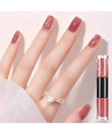 Pink Nail Polish Quick Dry 2 in 1 Glitter Nail Polish Set No Need Cure Nail Varnishes Glossy Finish Long Lasting Easy to Apply DIY Nail Art Manicure at Home Salon Gift for Girls & Women - Buy Online on GoSupps.com