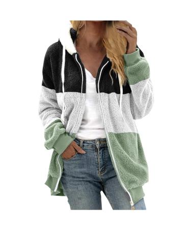 Hanxiulin fleece jacket plush jacket cuddly jacket ladies coat winter jacket long -sleeved winter coat jacket loose slim causal sweat jacket fleece buffer coat with hooded jacket winter jacket 5xl green