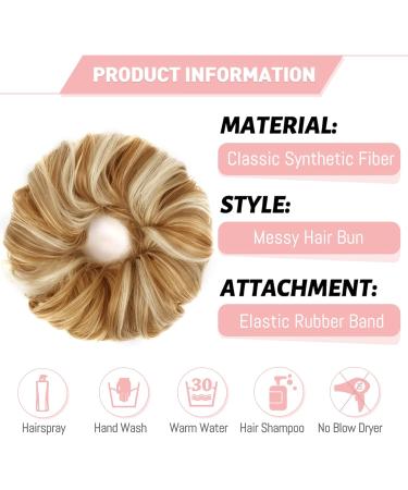 Vlasy Messy Bun Hair Piece Curly Wavy Scrunchies Extension Updo Synthetic Chignon F27/613# 60g - Buy Online on GoSupps.com