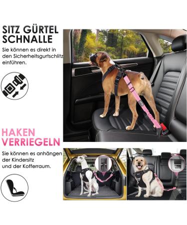 Eyin Dog Seat Belt - 3 in 1 Reflective Elastic Nylon - Universal Fit for All Dog Breeds - 90cm Pink | Safe & Comfortable Car Travel - Buy Online on GoSupps.com