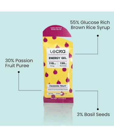 Lecka Energy Gel - Mixed Flavours (12 Pack) | Natural Energy & Electrolytes for Endurance Made with Real Fruits & Basil Seeds - Buy Online on GoSupps.com