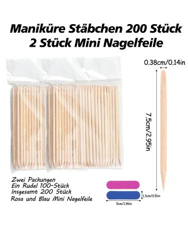 200 Pieces Orange Wooden Sticks & Double-Sided Rosewood Nail Files - Premium Manicure Tools for Nail Care - Buy Online on GoSupps.com