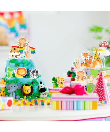 Catelves 60 Edible Jungle Animal Cake Decorations - Muffin & Cupcake Toppers for Birthday Parties - Buy Online on GoSupps.com