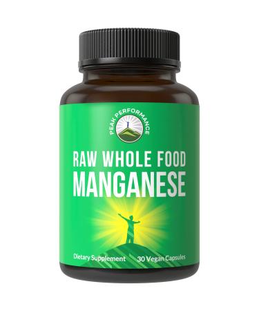 Raw Whole Food Manganese Supplement - Pure Trace Mineral Capsules for Connective Tissue, Bone Health and Enzyme Support. Superior Absorption. 30 Pills - Buy Online on GoSupps.com