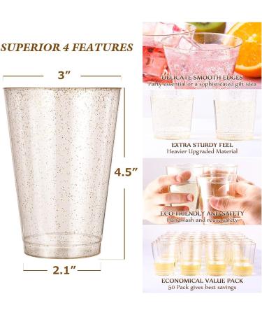 JOLLY CHEF 50pcs 14OZ Gold Plastic Cups - Disposable Glitter Tumblers for Parties & Weddings - Buy Online on GoSupps.com