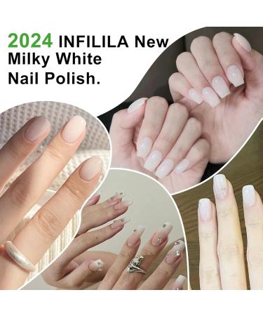 NXJ INFILILA Milky White Gel Polish - Sheer Translucent Nail Polish 15ML | High Gloss Shimmer Neutral White Gift for Women - Buy Online on GoSupps.com