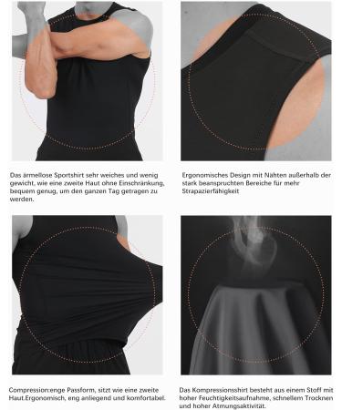 Hoplynn 1/4 Compression Shirt for Men - Sleeveless Training Tank Tops - Sporty Gym Undershirt in Black/Gray/White | Perfect for Running & Workouts - Buy Online on GoSupps.com