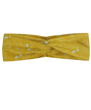 ABAKUHAUS Leaves Headband Hand Drawn Oak Leaf and Ahorn Trees Sketch Style Illustration Elastic and Soft Women's Bandana for Sports and Everyday Use Earth Yellow Multicolor