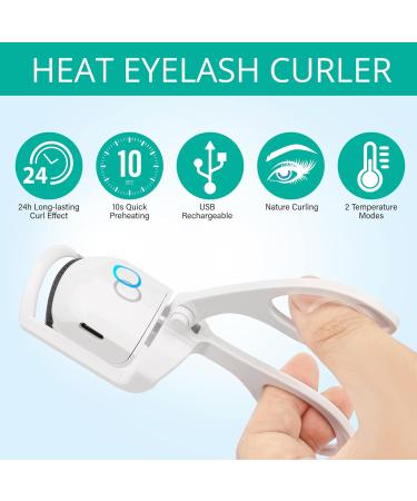 Electric Heated Eyelash Curler - Portable Quick Preheat Type-C Rechargeable 2 Temperature Modes - Long Lasting Eye Beauty Tool (Pink - Buy Online on GoSupps.com