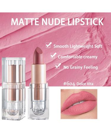 Long Lasting Waterproof Matte Lipstick - Pink Velvet Lip Gloss for Women (#604 Dolce Vita) - Buy Online on GoSupps.com