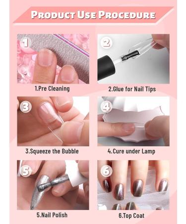 EBANKU 6-in-1 Nail Tips and Glue Gel Kit with 500Pcs Long Coffin Fake Nails - UV LED Nail Lamp, Acrylic Nail Kit for Fast DIY Manicure - Buy Online on GoSupps.com