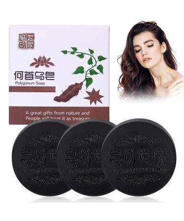 BROEYOUE 3 pieces Polygonum Multiflorum Shampoo Soap natural polygonum hair soap He Shou Wu shampoo soap promotes hair growth and prevents hair loss 3 pieces