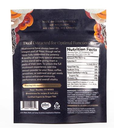 Organic Extra Potent Mushroom Extract Powder for Immunity & Focus Support - 1 oz - Buy Online on GoSupps.com