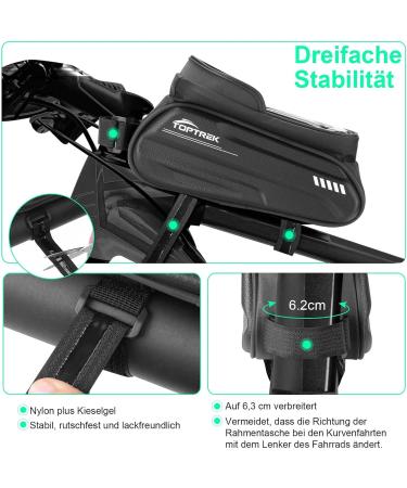 TopTrek Waterproof Bicycle Phone Bag - Fluorescent Bike Frame Pocket with TPU Touchscreen for Smartphones up to 6.7 inches - Buy Online on GoSupps.com