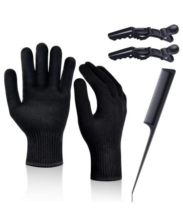Heat Gloves for Hair Styling, IKOCO 2Pcs Curling Iron Gloves Heat Proof Glove Mitts for Hair Styling Flat Iron and Curling Wand Hot-Air Brushes