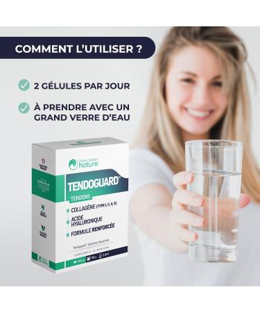 Prescription Nature - TENDOGUARD - Food Supplement with Vitamin Collagen Hyaluronic Acid and Chondroitin - Tendons - Made in France - 60 Capsules - Buy Online on GoSupps.com
