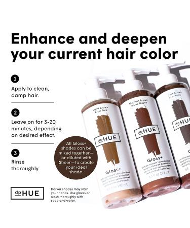 dpHUE Gloss+ Medium Brown Semi-Permanent Hair Color & Conditioner 6.5 oz - Color Boost with Healthy Shine | Deep Conditioning Treatment | Gluten-Free & Vegan - Buy Online on GoSupps.com