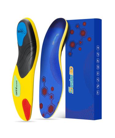 Plantar Fasciitis Relieve Feet Insoles Arch Support Orthotic Inserts Relieve Flat Feet Foot Pain-Women Men Anti-Slip Shock Absorption Sport Gel Insoles(Men's 10-12 | Women's 12-14) Deep Blue Men's 10-12 | Women's 12-14