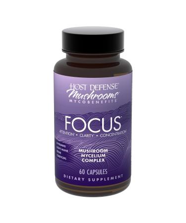 Host Defense MycoBenefits Focus Capsules - Mushroom Supplement for Brain Health Support - Neurological Function Aid for Adults - Includes Lion's Mane Reishi & B Vitamins - 60 Capsules (30 Servings)