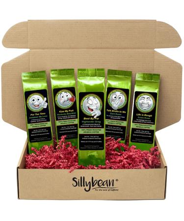 Sillybean Golf Lovers Coffee Gift Basket - 5 Fun Gourmet Coffee Flavors for Golfers | Fresh Roasted Beans with Golfing Names | Gift Box Included - Buy Online on GoSupps.com