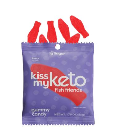 Kiss My Keto Fish Friends Gummy Candy Berry 6 Bags 1.76 oz ( 50 g) Each