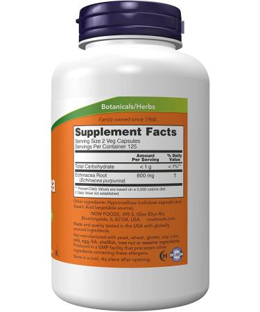 Now Foods Echinacea 400 mg - 250 Veg Capsules | Immune Support Supplement - Buy Online on GoSupps.com