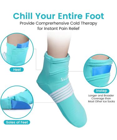 SuzziPad Cold Therapy Socks with 6 Gel Ice Pack for Foot Pain Relief - Cooling Socks for Chemotherapy, Heel Pain, Achilles Tendonitis, Sprained Ankle - S/M Aqua - Buy Online on GoSupps.com