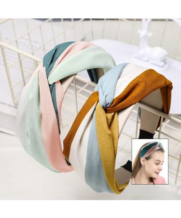 Buy 2 Retro Boho Hair Ties for Women - Vintage Fabric Hair Bands for Fitness Yoga & Makeup - Orange & Brown - Buy Online on GoSupps.com