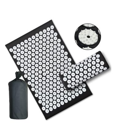 Dunlap massage cushion acupuncture massage cushion yoga matte acupressure relieve the burden on and ischias pain mat/relax neck pillow massage pad massage pillow (size: 3pcs-black)
