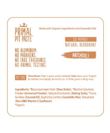 Primal Pit Paste Patchouli Deodorant - Aluminum-Free Natural Formula for All-Day Odor Control | Skin Soothing Organic Ingredients | 2 oz - Buy Online on GoSupps.com