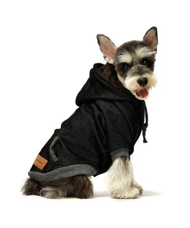 Fitwarm Plain Pet Clothes Dog Hoodies Puppy Pullover Cat Hooded Shirts Sweatshirts Black Large L Black
