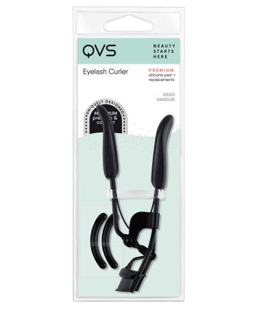 QVS Eyelash Curler for large and round eyes including three replacement pads forme