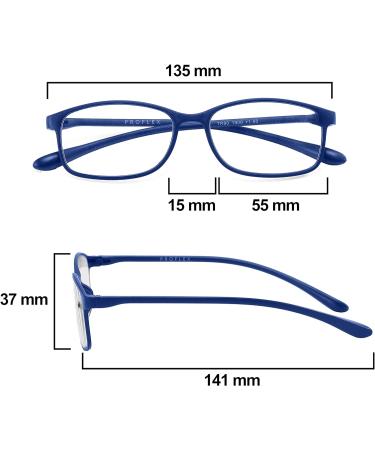 PROFLEX BluOptix Blue Light Blocking Computer Reading Glasses - Lightweight, Flexible, Scratch-Resistant, Unisex - Available in Various Dioptres - Blue 2.0 - Buy Online on GoSupps.com
