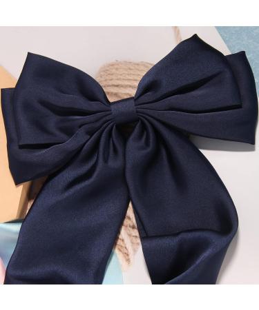 Shop Large Monochrome Hair Loops for Women - Satin Ribbon Clips in Navy & Pink | Stylish Hair Accessories (2 Pack) - Buy Online on GoSupps.com